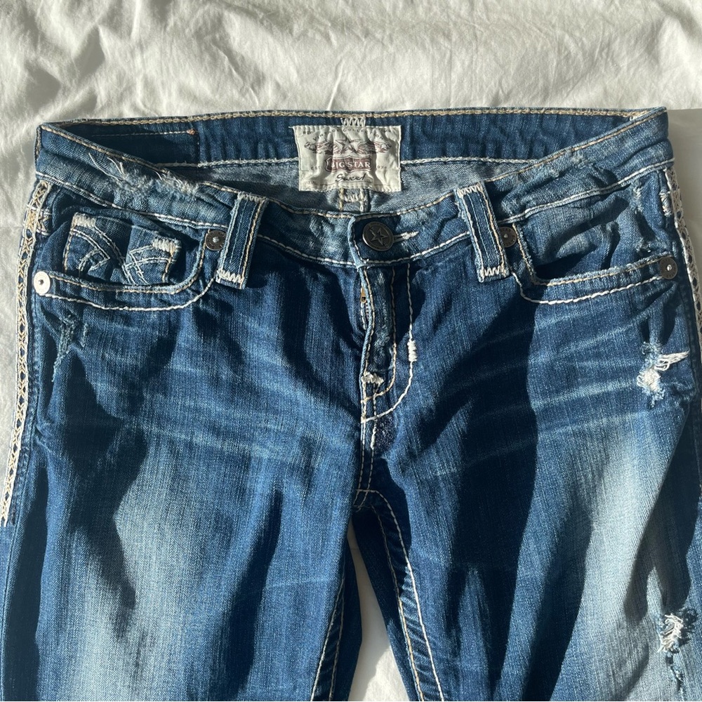 Big Star Vintage Collection Distressed Sweet Jeans Embroidered Pockets 31XL
